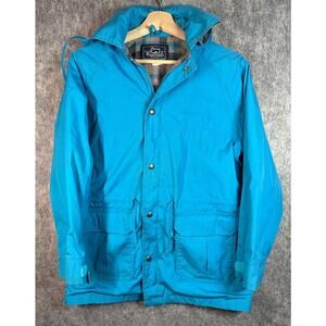 Vintage The Woolrich Woman Small Blue Cinch Waist Wool Lined Casual Zip Jacket